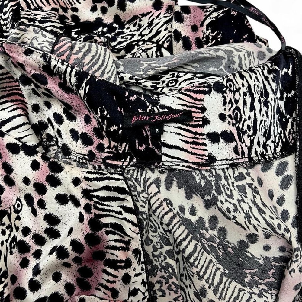 Betsey Johnson Black and Pink One-Shoulder Animal Print Dress - Picture 2 of 8